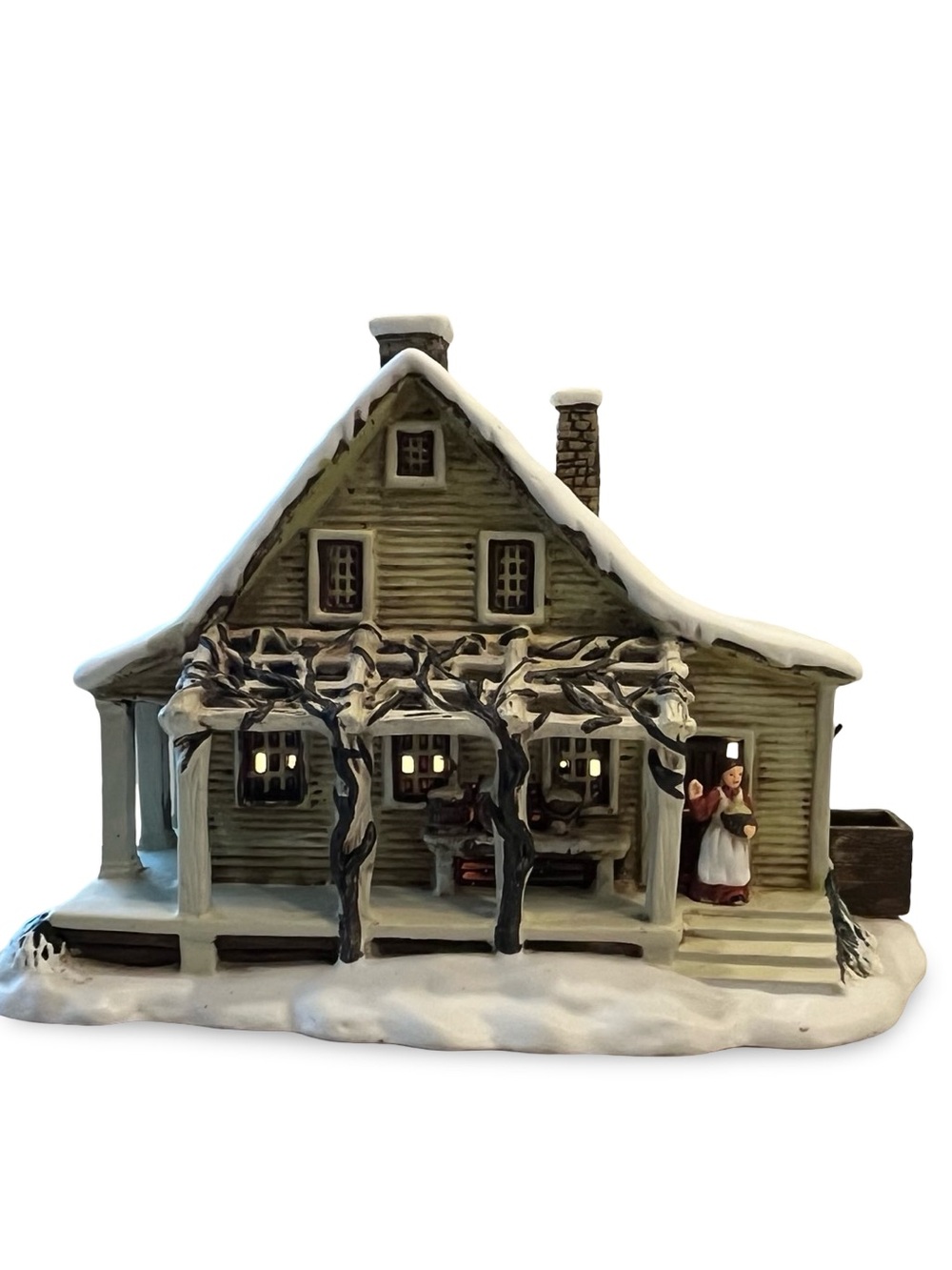 Currier & Ives Collection The Old Farm House Holiday Collectible Light Up House